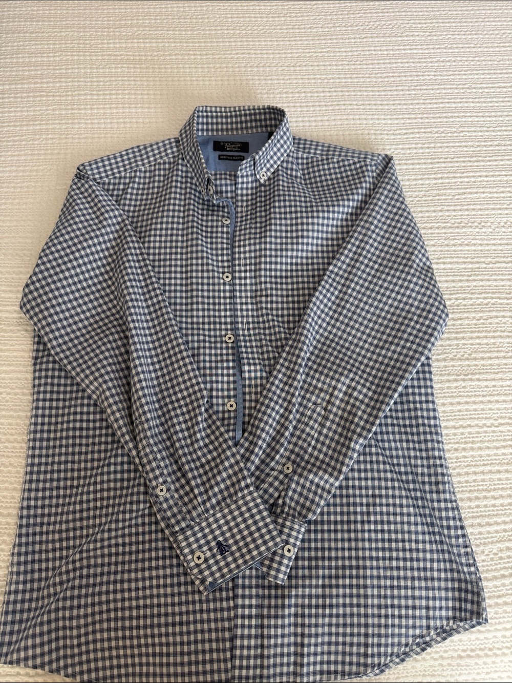Original Penguin Navy and White Gingham Button-Down Shirt